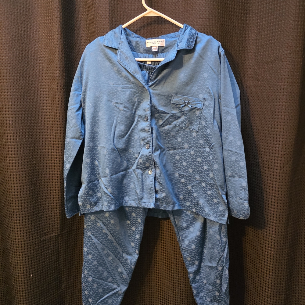 Miss Elaine Teal Blue Womans Large Petite Pajama Set - Picture 2 of 7